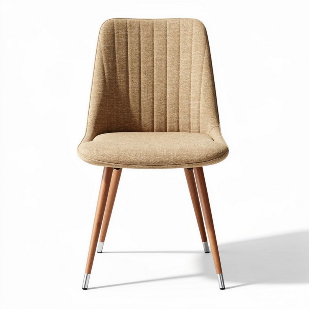 Stuhl aus Stoff in beige mit holzbeinen 45 x 45 x 90cm