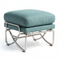 Hocker aus Edelstahl mit gepolstertem Kissen in mintgrün 40 x 40 x 35cm