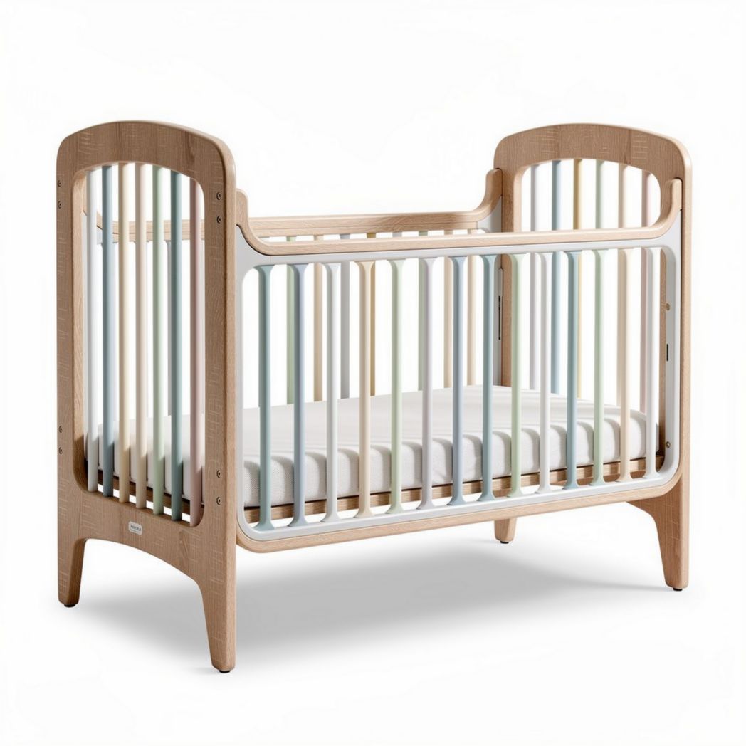 Babybett aus Holz in naturfarbenem Design 120 x 60 x 90cm