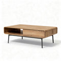 Kaffeetisch aus holz mit ablagefach 100 x 60 x 40cm in braunem finish